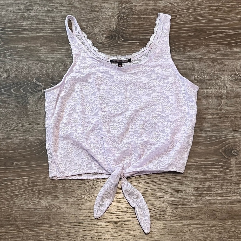 Victorias Secret Lilac Lace Sleeveless Tie-Front top size Small